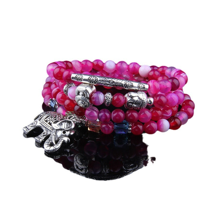 Multi-layer Blue Pattern Agate Amulet Natural Crystal Bracelet