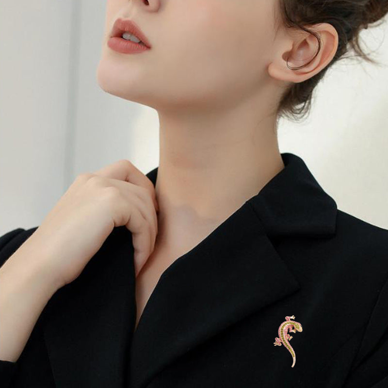 European And American Lizard Diamond Brooch Animal Rhinestone Corsage Clothing Fashion Accessories