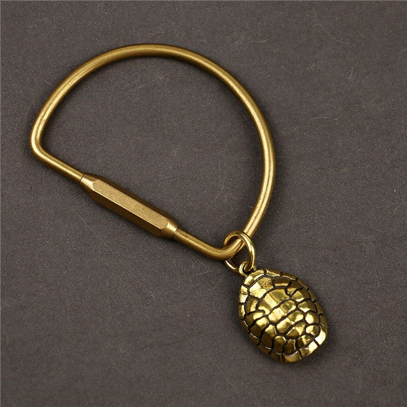 Hand-woven Copper Tortoise Shell Car Keychain