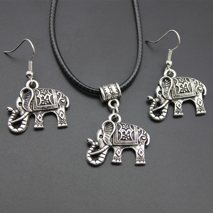 Alloy Elephant Necklace Earrings Jewelry Suit Lot