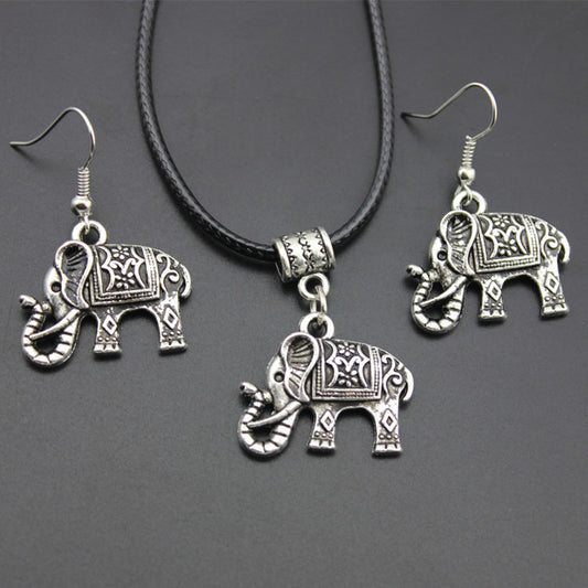 Alloy Elephant Necklace Earrings Jewelry Suit Lot