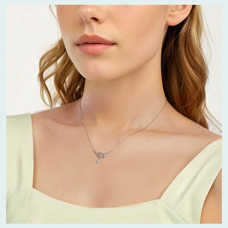 Sterling Silver White Gold Plated Simple Jewelry All-match Jewelry