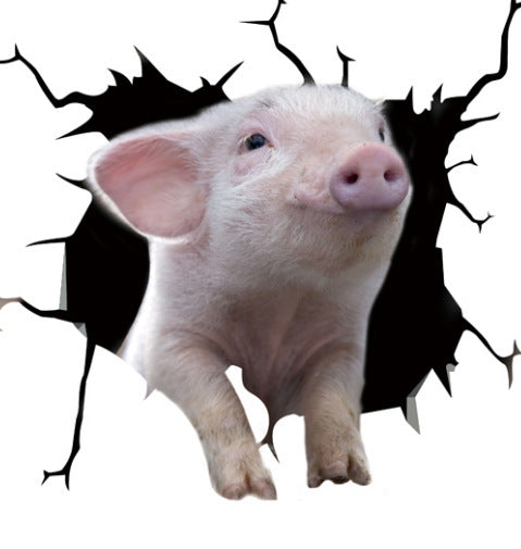 Piggy Sticker Creative Broken Hole Window Static Sticker
