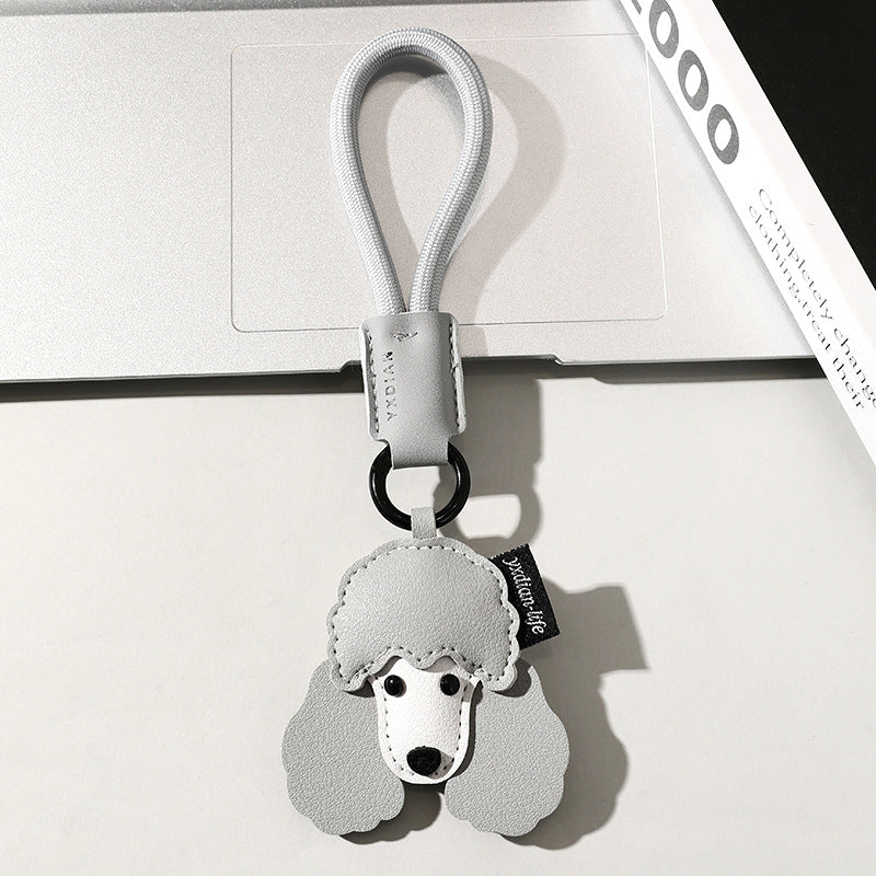 Cute Leather Puppy Kitten Simple Cartoon Car Keychain Pendant