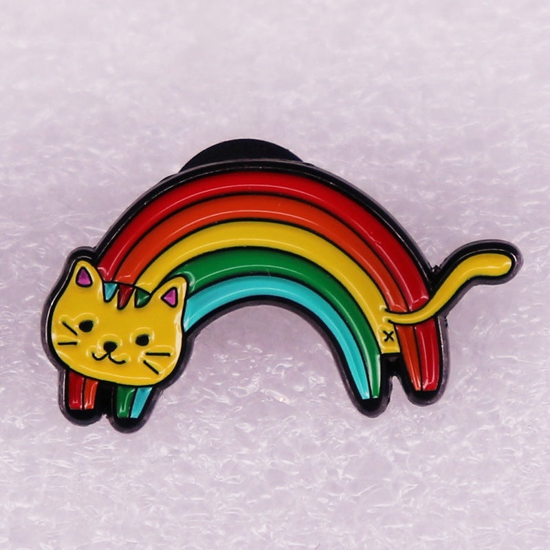 Cute Cat Badge Cartoon Animal