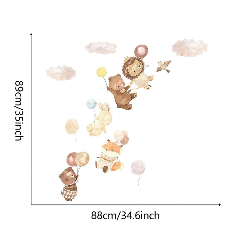 Cartoon Small Animal Balloon Cloud Children's Room Decorative Wall Sticker