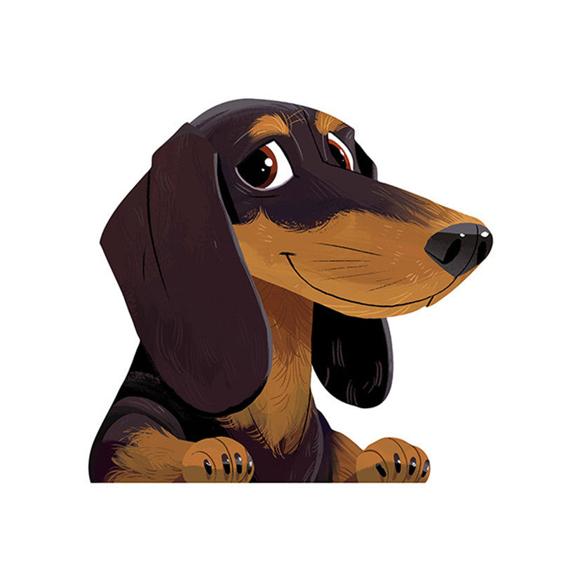 Cartoon Pet Sausage Dog Sticker Waterproof Reflective