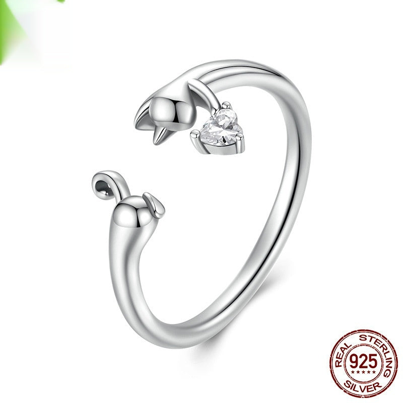Kitty Open Ring S925 Sterling Silver Animal Ring