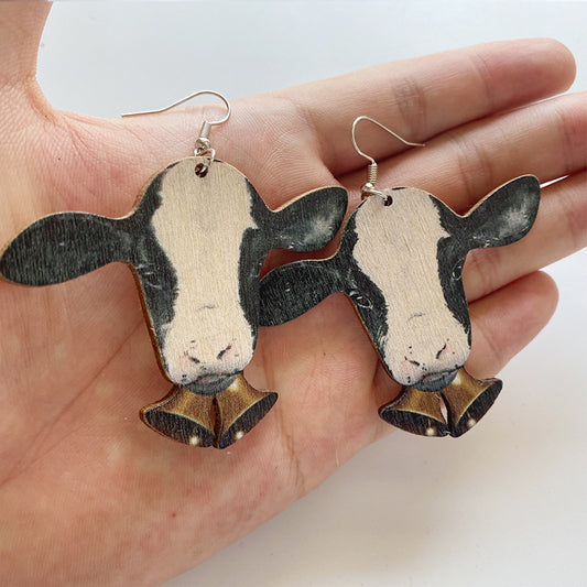 Retro Creative Animal Western Style Wooden Earrings
