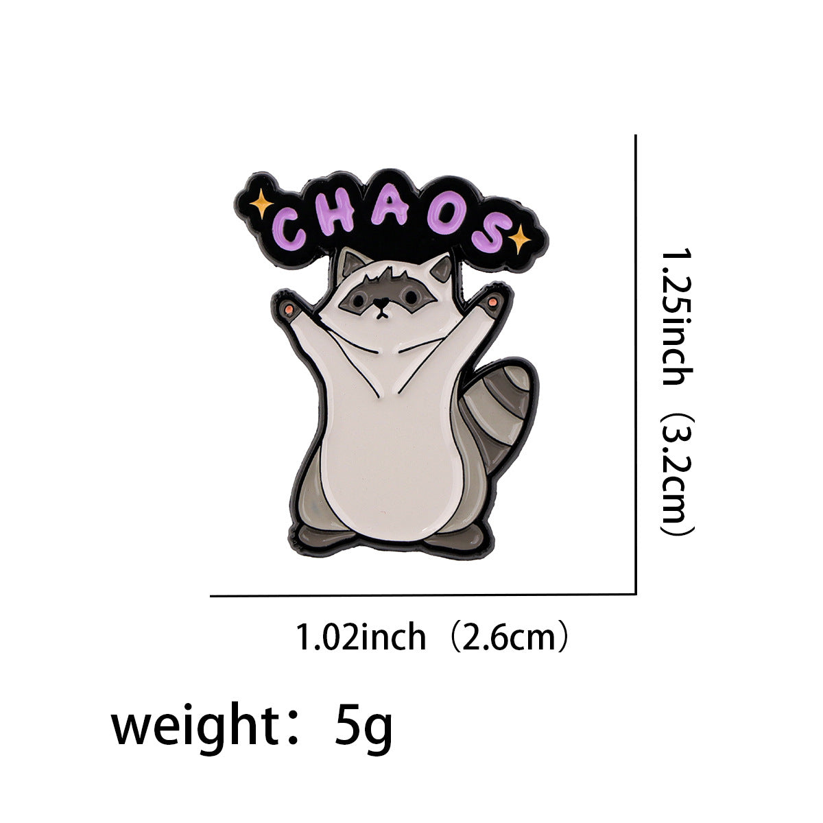 Cartoon Raccoon Brooch Golden M Badge