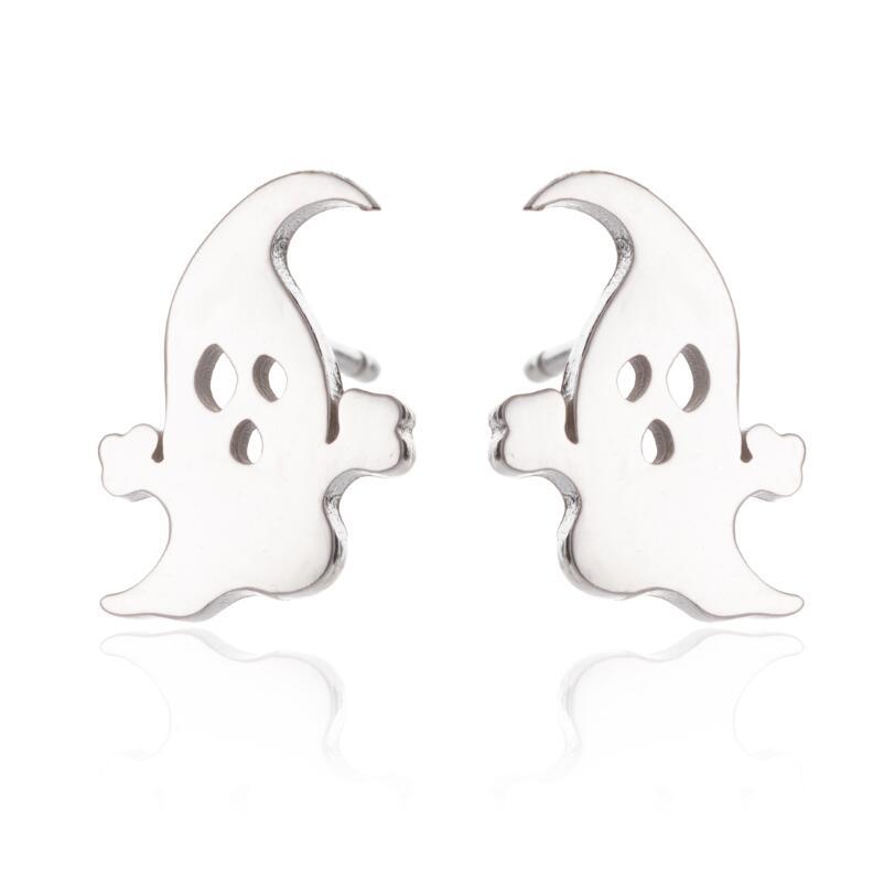 Simple Stainless Steel Ghost Stud Earrings Small Animal
