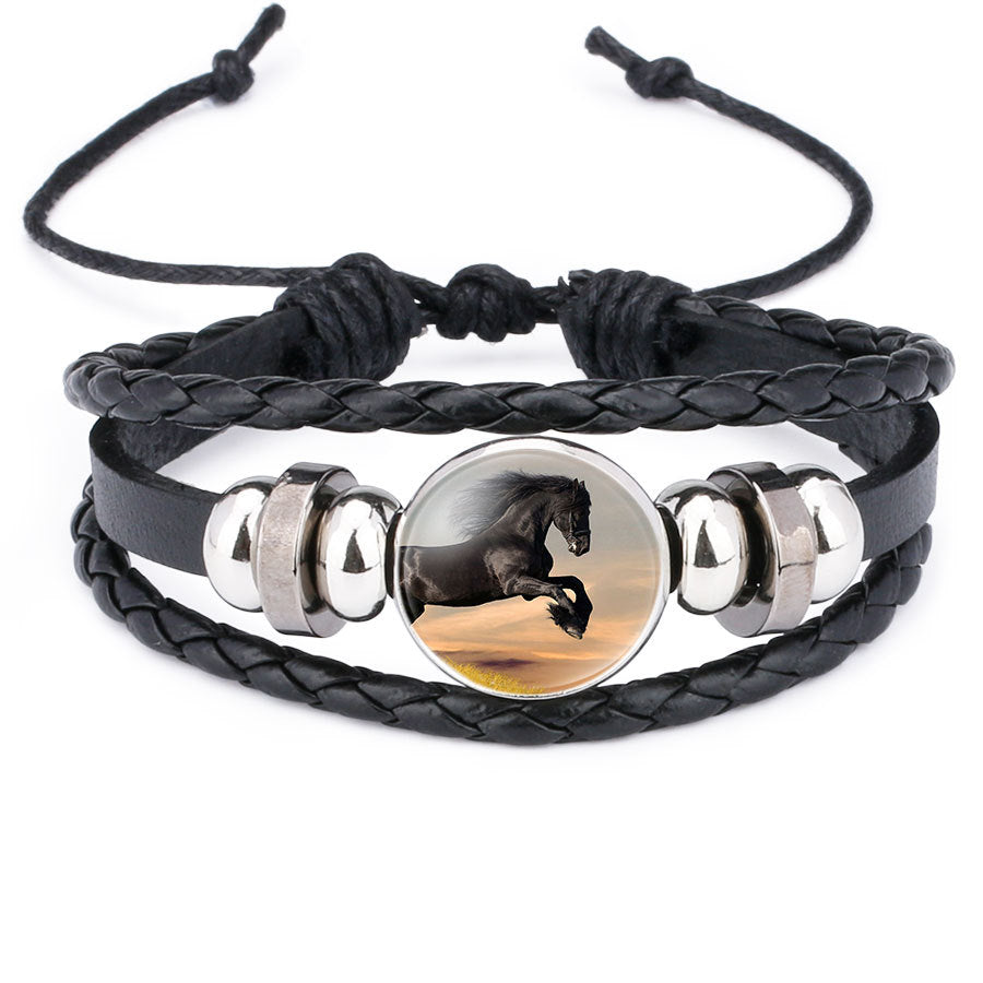 New Style Multi-Color Leather Cartoon Horse Pattern Handmade